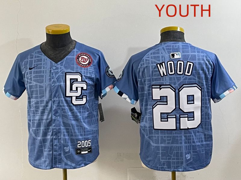Youth 2025 Washington Nationals #29 Wood Blue Joint Name Nike MLB Jersey style 6
